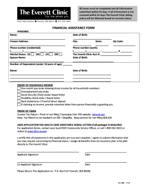 Everett Clinic Billing  Form