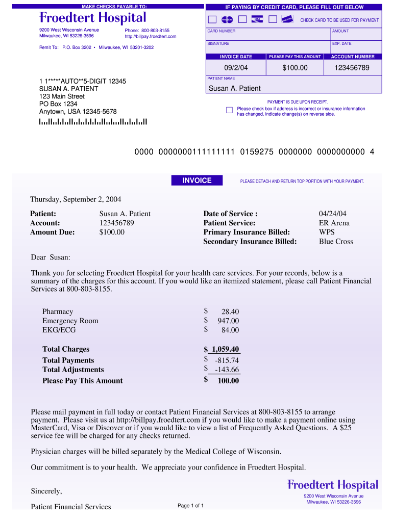 Hospital Bill Format