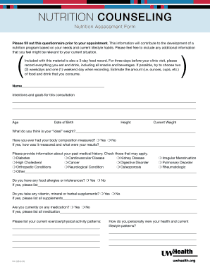 Nutrition Assessment Form