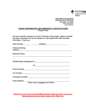 Tenant Emergency Contact Form