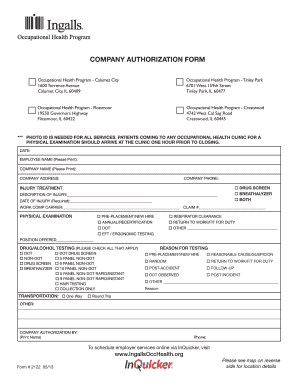 Company Authorization Form Ingalls Health System Ingalls