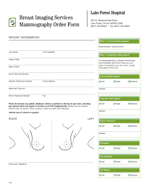  Breast Imaging Services Mammography Order Form Lake Forest Lfh 2008-2024