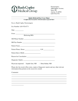 Rush Copley Medical  Form