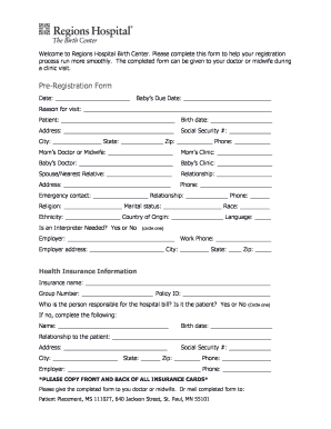 Pregnancy Emergency Room Discharge Form Regions Hospital