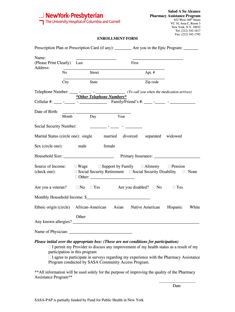 Columbia Presbyterian Hospital New York Presbyterian Hospital Nyp  Form