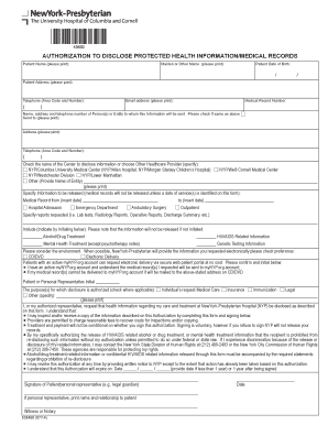  Medical Authorization Release Form New York Presbyterian 2014-2024