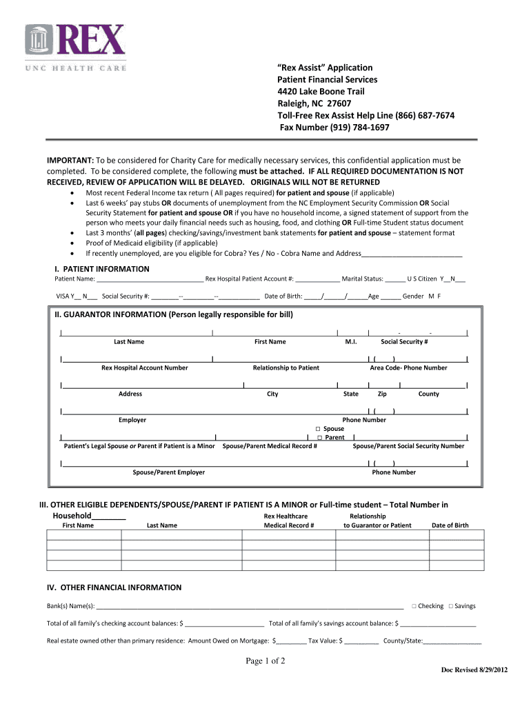  Rex Registration Application Form 2012-2024
