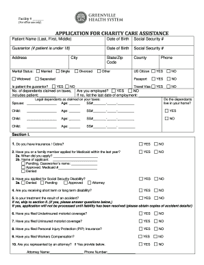 English Charity Care Application Greenville Hospital System Ghs  Form