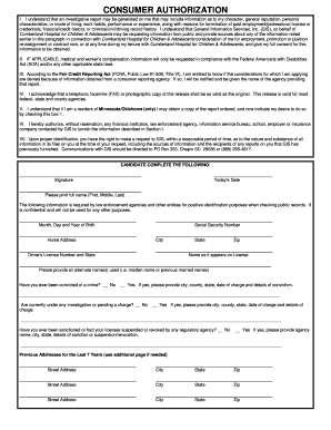Consumer Authorization Form