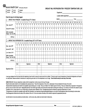 X34441 Breast Milk Refrig Zer Temp Log IConnect  Form