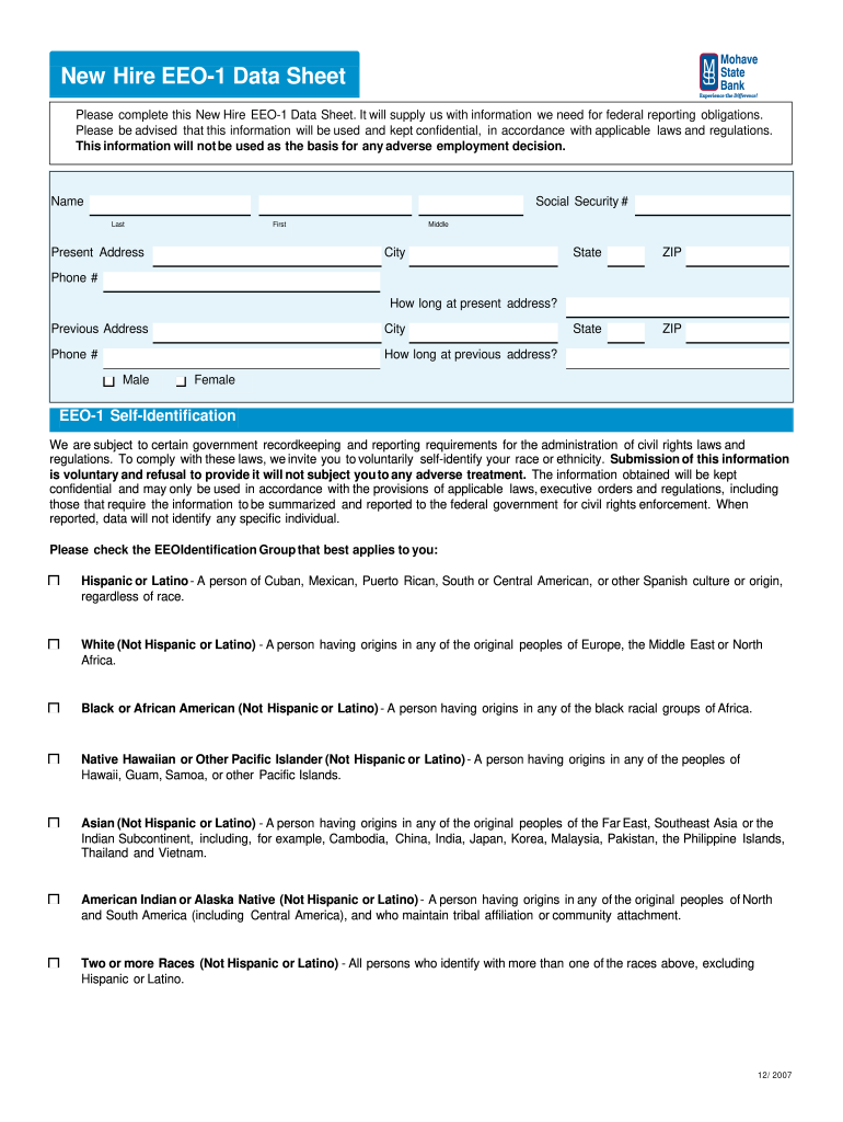  Eeo Form PDF 2007-2024