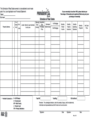 Real Estate Schedule Template  Form
