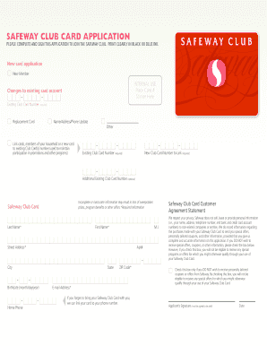 Safeway Club Card Application  Form