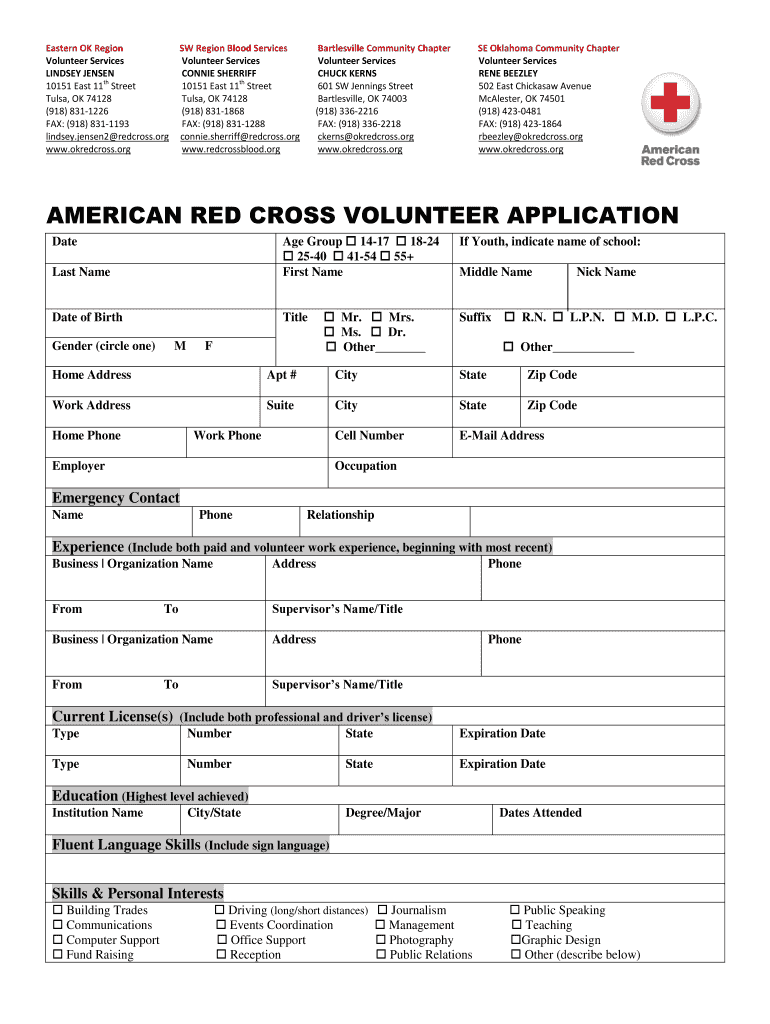 Red Cross Registration Form