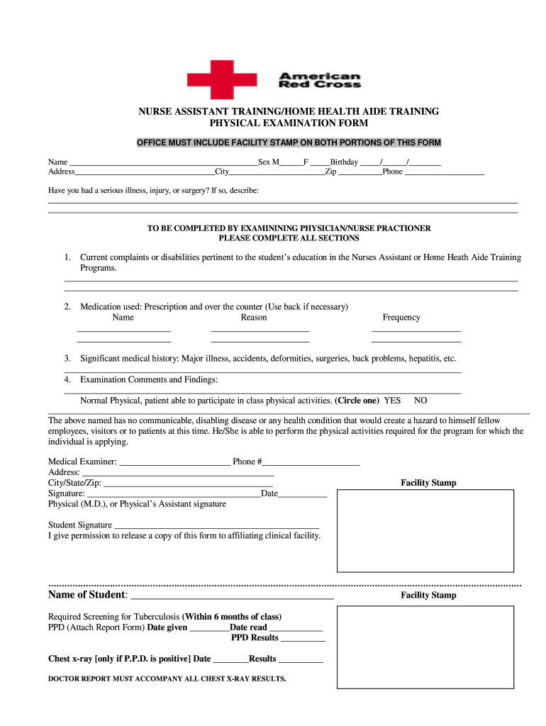 Cna Pre Employment Physical Form