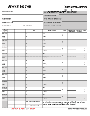 American Red Cross Course Record  Form