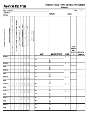 American Red Cross Professional Rescuer Activity Report Form