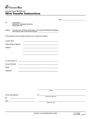 Wire Transfer Instructions Template  Form