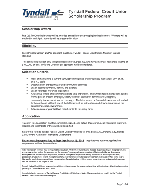 Tyndall Federal Credit Union Scholarship Form