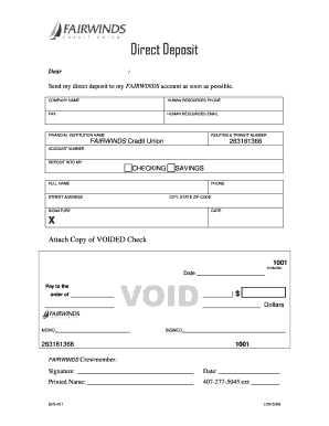 Quickstart Form Fairwinds Credit Union Fairwinds