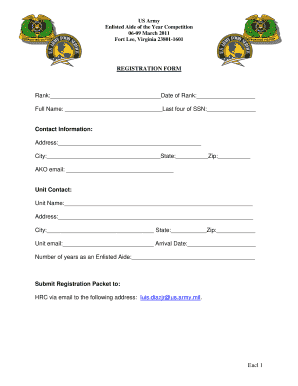 Army Registration Form