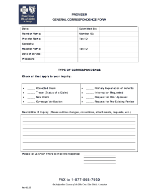 Bcbs of Georgia Provider General Correspondence Form