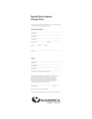 Payroll Direct Deposit Change Form Numerica Credit Union