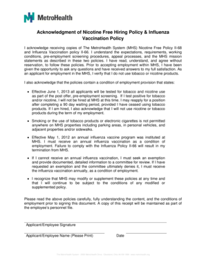 Sample Flu Vaccine Declination Form