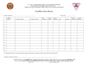 CarePlus Class Roster GWRRA Gwrra  Form