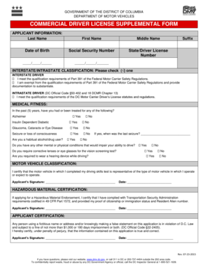 Driver License Supplemental Form