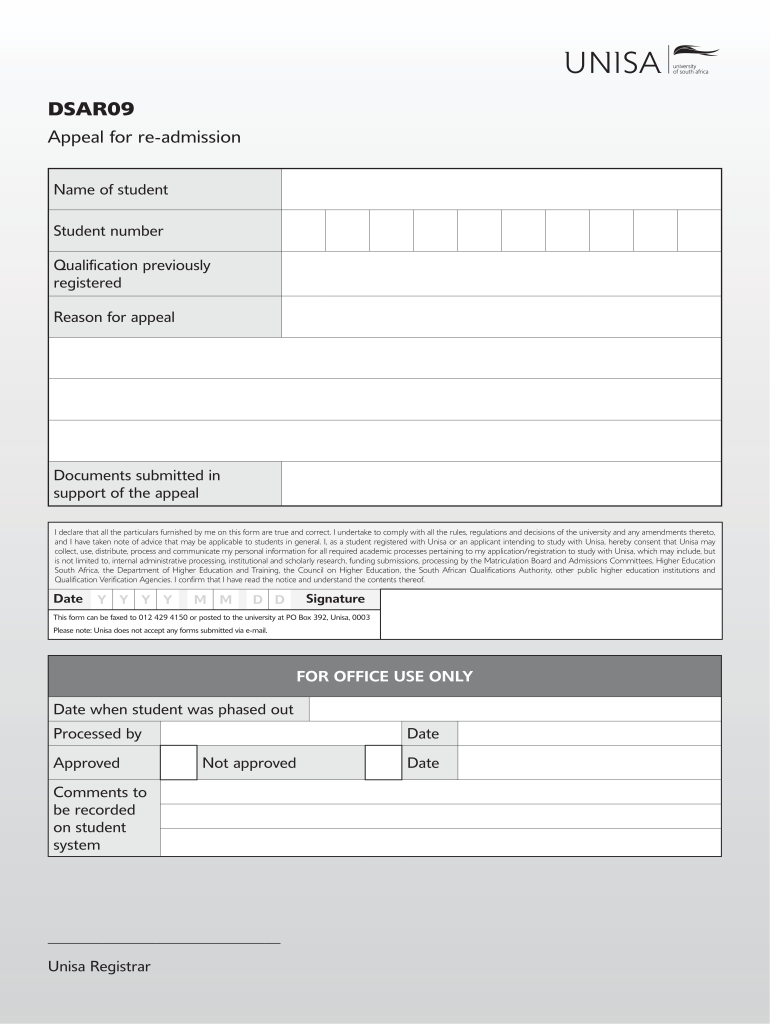 Unisa Appeal Form