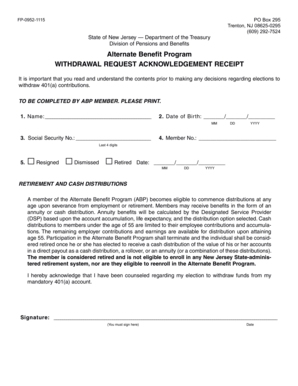  Alternate Benefit Program WITHDRAWAL REQUEST Newjersey 2015-2024