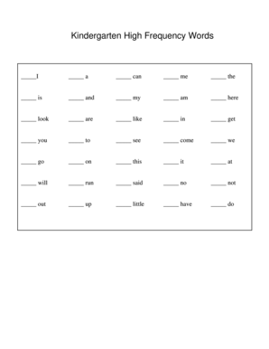 Cfisd Kindergarten Sight Words  Form