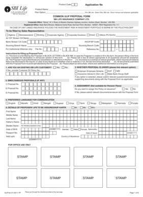 Sbi Life Proposal Form PDF