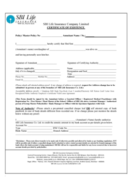 Sbi Life Certificate  Form