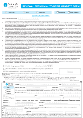 Cmp Mandate Debit Sbi Life Insurance  Form