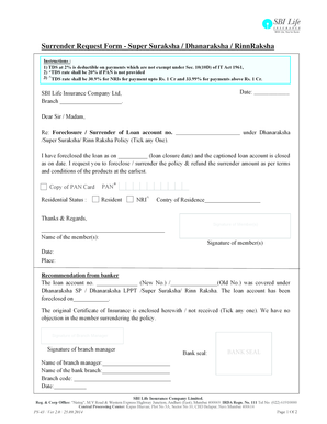 Sbi Life Surrender Form