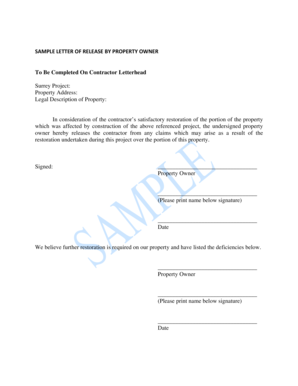 Release of Property Letter  Form
