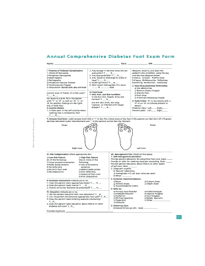 Annual Comprehensive Diabetes Foot Exam Form Diabetes Foot Exam