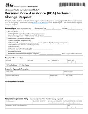 Pca Technical Change Form