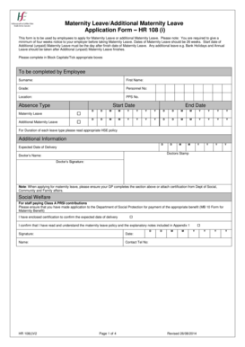 Maternity LeaveAdditional Maternity Leave Application Hse  Form