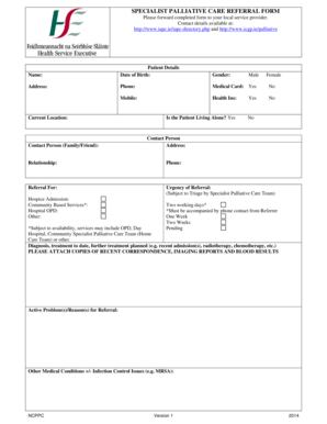 Palliative Care Referral Form Hse Printable