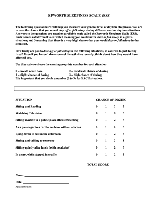  Epworth Sleepiness Scale 2010