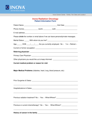 Patient Information Form Inova Health System Inova