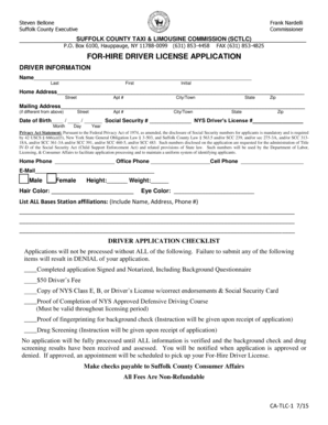 Suffolk County Tlc License Application 2015