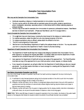  Exemption from Immunization Form Instructions 2013