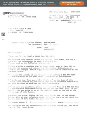 Irs Letter 324c Fax Number  Form