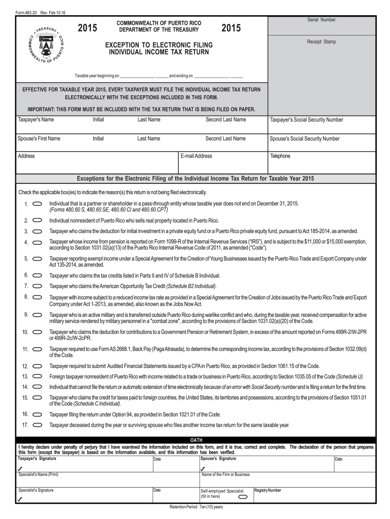  Puerto Rico Tax Forms in English 482 2016