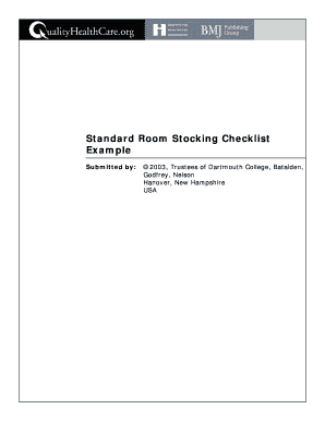 Exam Room Stocking Checklist  Form