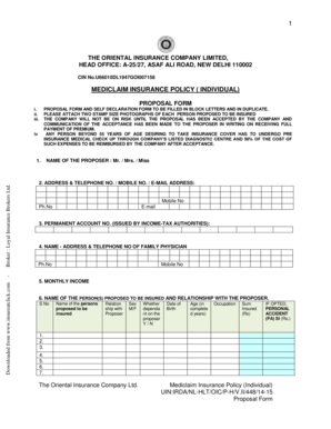 National Insurance Fire Proposal Form PDF